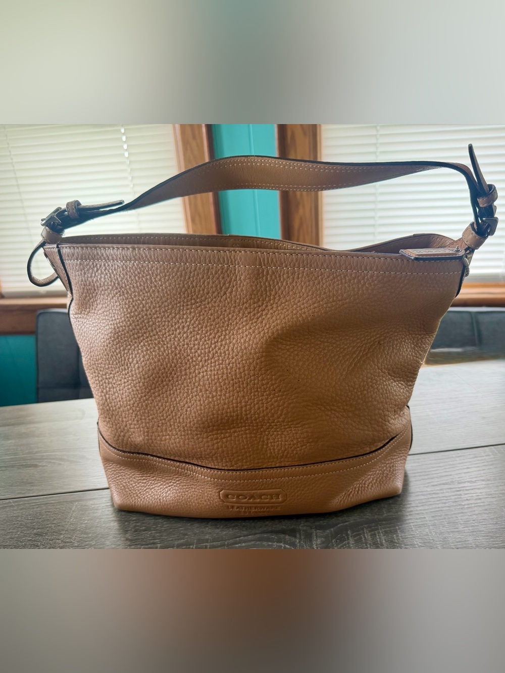 VINTAGE COACH SHOULDER HOBO BAG BROWN PEBBLE LEATHER